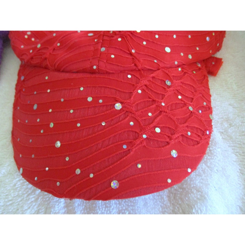 Hollywood Color Company Rhinestone Mesh Baseball Caps Set of 2 Red & Purple Hat